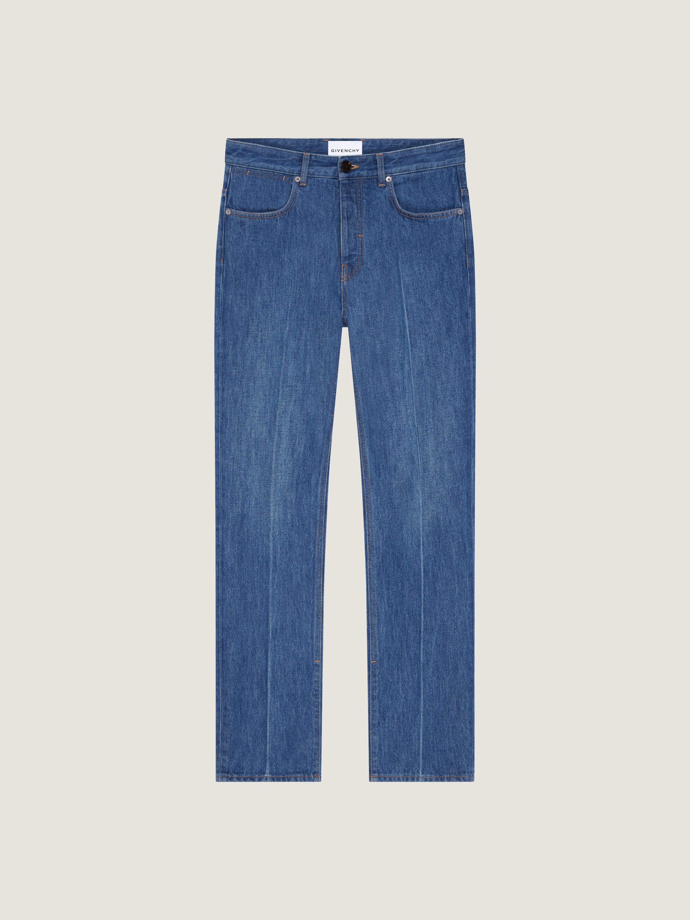 Straight fit shadow washed jeans with crease effect